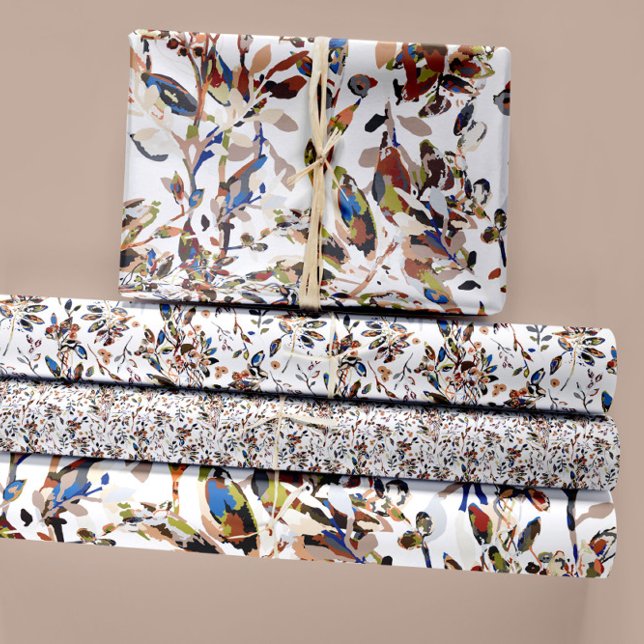 Hoja De Papel De Regalo Elegante acuarela deja flores de Berries (Elegant Watercolor Leaves Berries Elegant Floral Wrapping Paper Sheets from Studio Posies. )