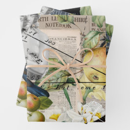 Hoja De Papel De Regalo Elegante acuarela Flor silvestre Jardín Vintage