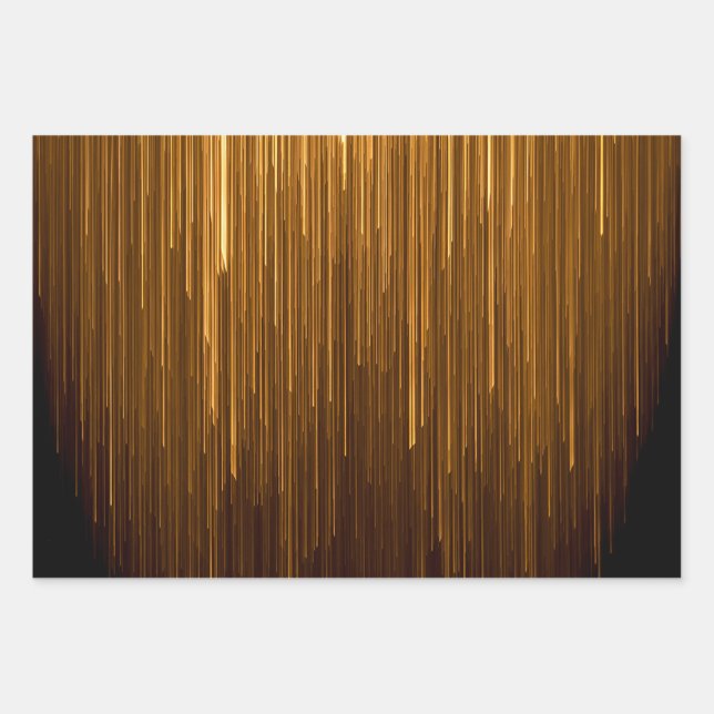 Hoja De Papel De Regalo Elegante Aniversario Negro y Oro (Anverso)