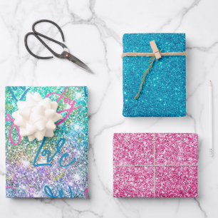 Hoja De Papel De Regalo Elegante arco iris purpurina giratorio de color tu