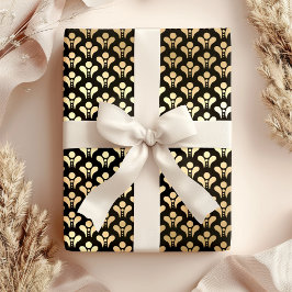 Hoja De Papel De Regalo Elegante Art Deco Black and Gold Birday Party