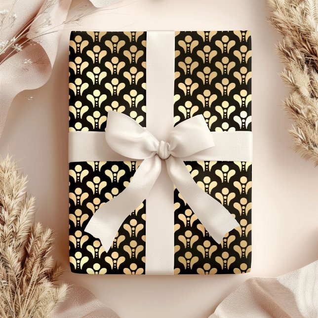 Hoja De Papel De Regalo Elegante Art Deco Black and Gold Birday Party (Subido por el creador)