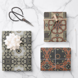 Hoja De Papel De Regalo Elegante Art Deco Tones de la Tierra Patrón de épo