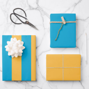 Hoja De Papel De Regalo Elegante, azul y amarillo moderno para cualquier o