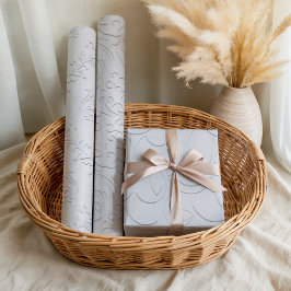 Hoja De Papel De Regalo Elegante Blanco Suave Floral De Boda Nupcial