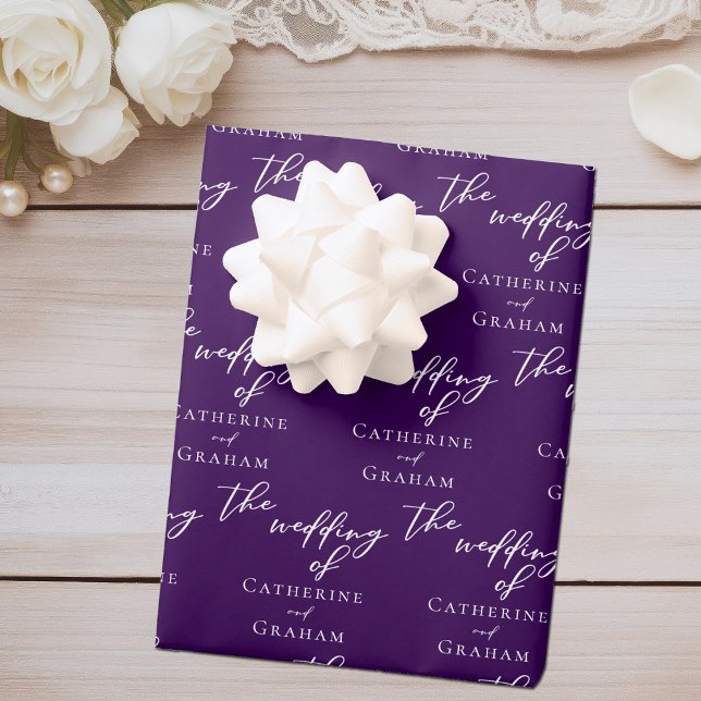 Hoja De Papel De Regalo Elegante Boda personalizado púrpura (Subido por el creador)