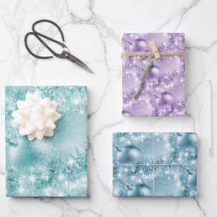 Hoja De Papel De Regalo Elegante bola de Navidades azul turquesa violeta c