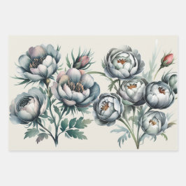 Hoja De Papel De Regalo Elegante Bouquet verde y gris