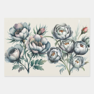 Hoja De Papel De Regalo Elegante Bouquet verde y gris