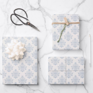 Hoja De Papel De Regalo Elegante Bridal Shower de Época Regencia en Azul D