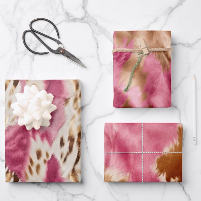 Hoja De Papel De Regalo Elegante Cebra de oro blanco rosado (Anverso)