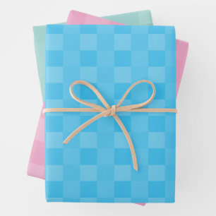 Hoja De Papel De Regalo Elegante cielo claro azul rosa Verde azulado Paste
