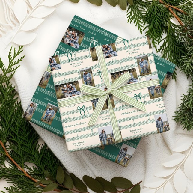 Hoja De Papel De Regalo Elegante Collage de fotos de música divertida Fa L (Fun Fa La La Bow Vintage Sheet Music Photo Collage)