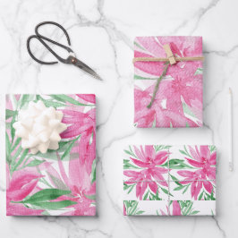 Hoja De Papel De Regalo Elegante color de agua rosado divino de flores