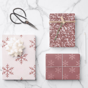 Hoja De Papel De Regalo Elegante copo de nieve rosa de Rubor   Festividade