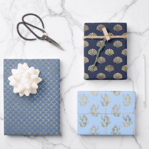Hoja De Papel De Regalo Elegante cumpleaños de la sirena en Baby Shower