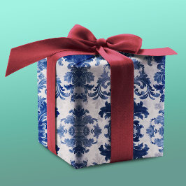 Hoja De Papel De Regalo Elegante damasco Blue toile de jouy monograma