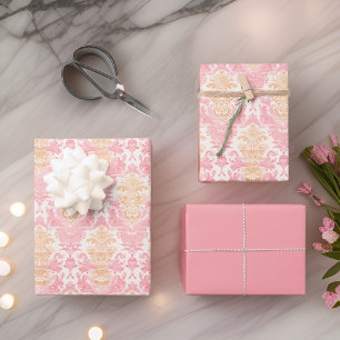 Hoja De Papel De Regalo Elegante Damasco rosa Claro