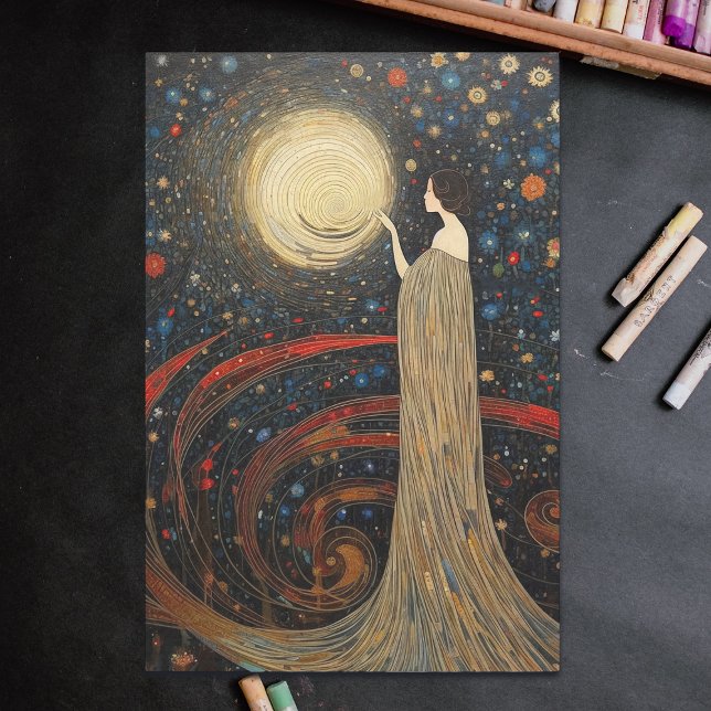 Hoja De Papel De Regalo Elegante Decoración Art Nouveau Noche Starry (Subido por el creador)