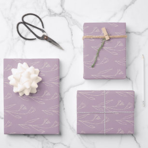 Hoja De Papel De Regalo Elegante dibujo de líneas florales en lino turbio