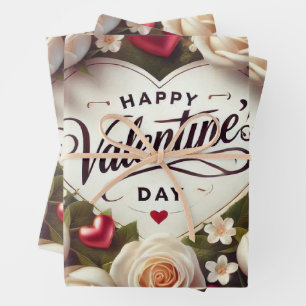 Hoja De Papel De Regalo Elegante diseño El día de San Valentín con Rosas