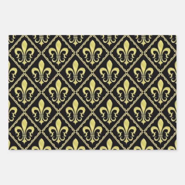 Hoja De Papel De Regalo Elegante Diseño Fleur De Lis (Anverso)