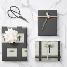 Hoja De Papel De Regalo Elegante Dragonfly azul