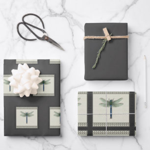 Hoja De Papel De Regalo Elegante Dragonfly azul