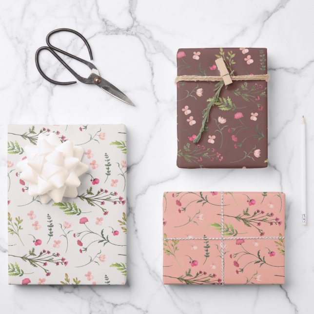 Hoja De Papel De Regalo Elegante Ducha Botánica Verde Rosa Floral Bridal (Anverso)