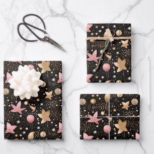 Hoja De Papel De Regalo Elegante estampado rosa estrella