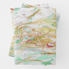 Hoja De Papel De Regalo Elegante estilo moderno de mármol blanco dorado y 