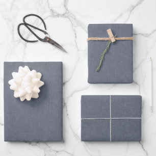 Hoja De Papel De Regalo Elegante estilo moderno gris azul Faux Linen