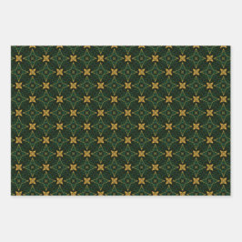 Hoja De Papel De Regalo Elegante Evergreen Emerald Green y Gold