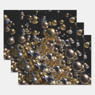 Hoja De Papel De Regalo Elegante explosión de geometría abstracta -oro y p