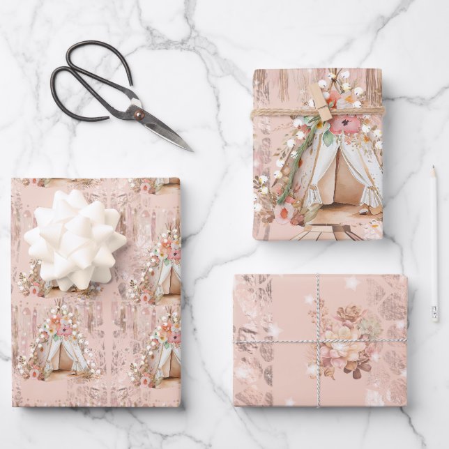 Hoja De Papel De Regalo Elegante Fiesta Bohemio de Tienda de Ventilación (Anverso)