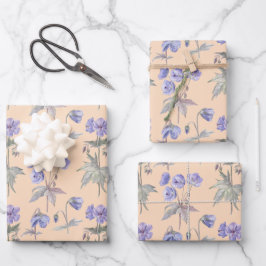 Hoja De Papel De Regalo Elegante fiesta de cumpleaños con flores moradas B