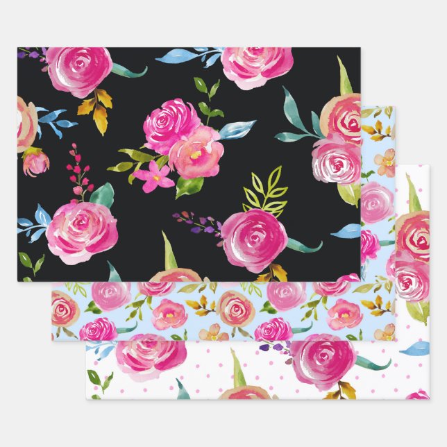 Hoja De Papel De Regalo Elegante floral Bonito (Set)