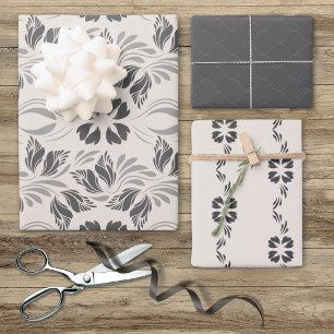 Hoja De Papel De Regalo Elegante Floral de estilo Art Nouveau blanco