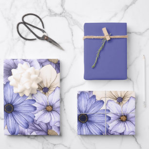 Hoja De Papel De Regalo Elegante Florencia Patrón Crema Púrpura Lilac