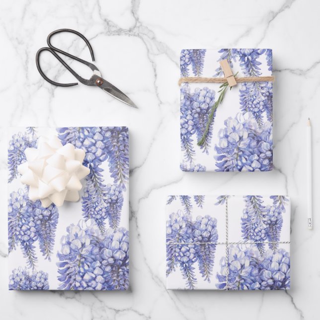 Hoja De Papel De Regalo Elegante Flores De Wisteria Púrpura (Anverso)