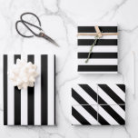 Hoja De Papel De Regalo Elegante franja blanca y negra<br><div class="desc">Sencillo y elegante papel de envoltura en blanco y negro,  perfecto para bodas elegantes de temática francesa,  duchas de novias y cumpleaños.</div>
