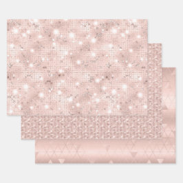 Hoja De Papel De Regalo Elegante Glam Femenino Rosa y Plata