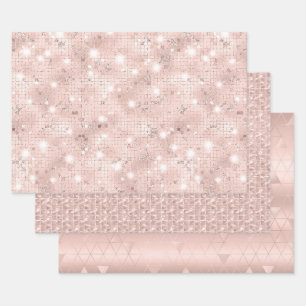 Hoja De Papel De Regalo Elegante Glam Femenino Rosa y Plata