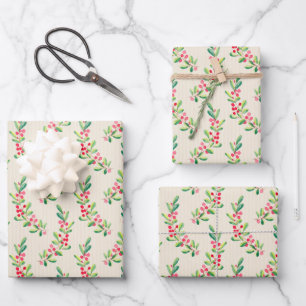 Hoja De Papel De Regalo Elegante Holly y Berries