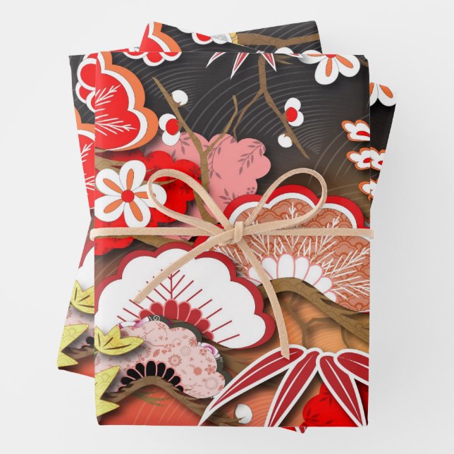 Hoja De Papel De Regalo Elegante Kimono otoñal japonés (In situ)