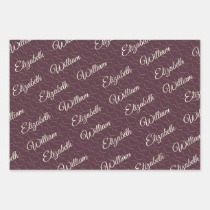 Hoja De Papel De Regalo Elegante Laca Sencilla de Cerezo, Boda de Monogram