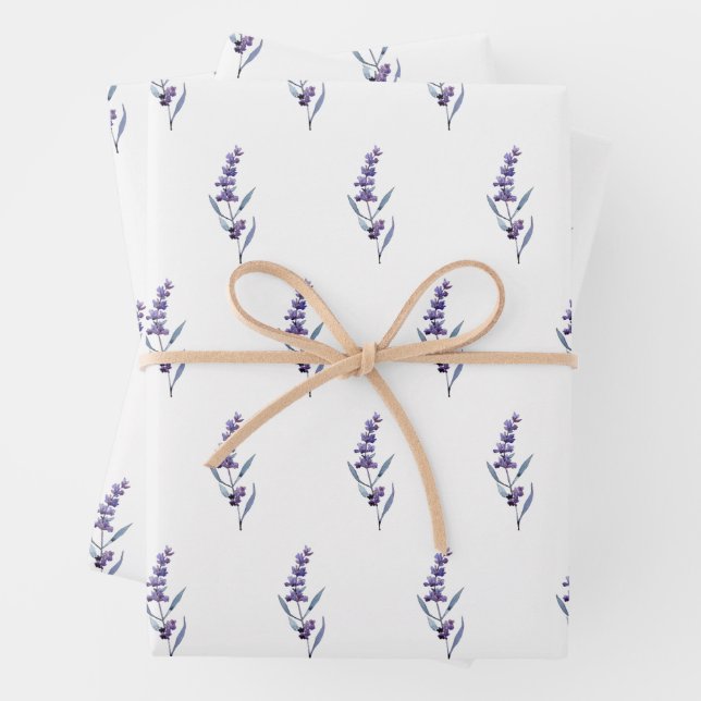 Hoja De Papel De Regalo Elegante lavanda floral (In situ)