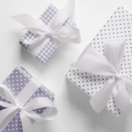 Hoja De Papel De Regalo Elegante Lavender Polka Dots Gingham Pattern Mix