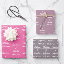 Hoja De Papel De Regalo Elegante Lilac Bride Groom nombra Bodas