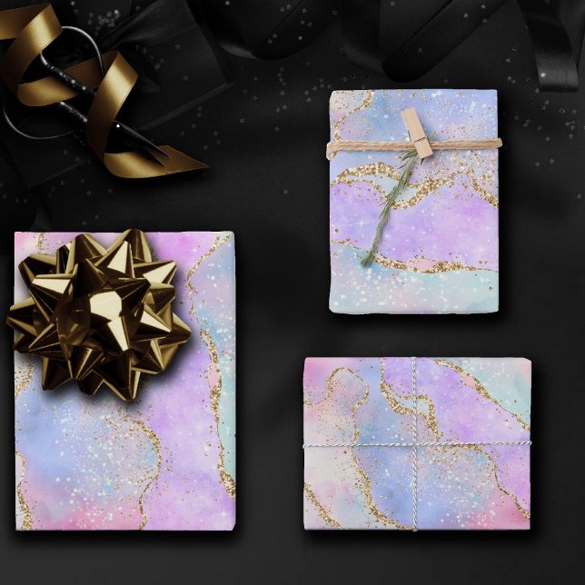 Hoja De Papel De Regalo Elegante Luxe Agate | Magnífica acuarela Pastel (Subido por el creador)